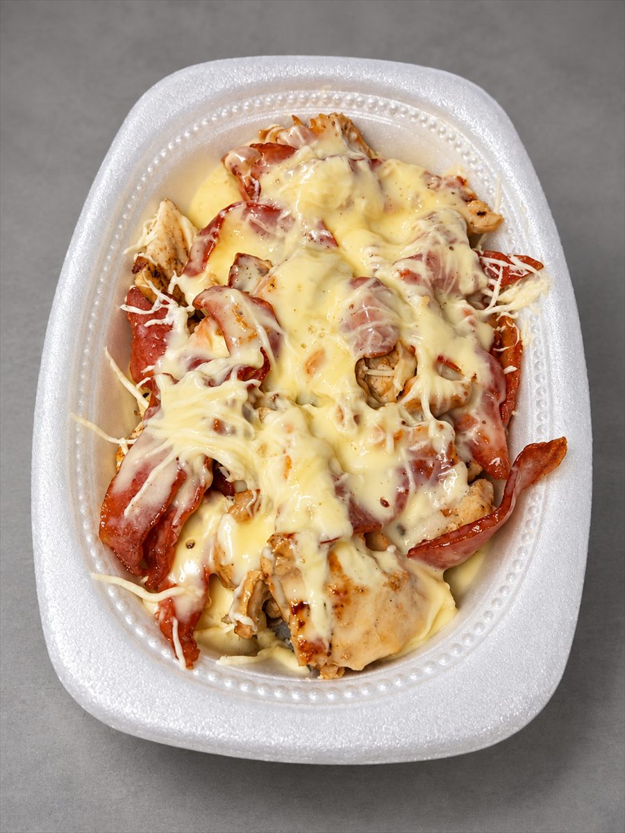 Arepa picada pollo ranchera